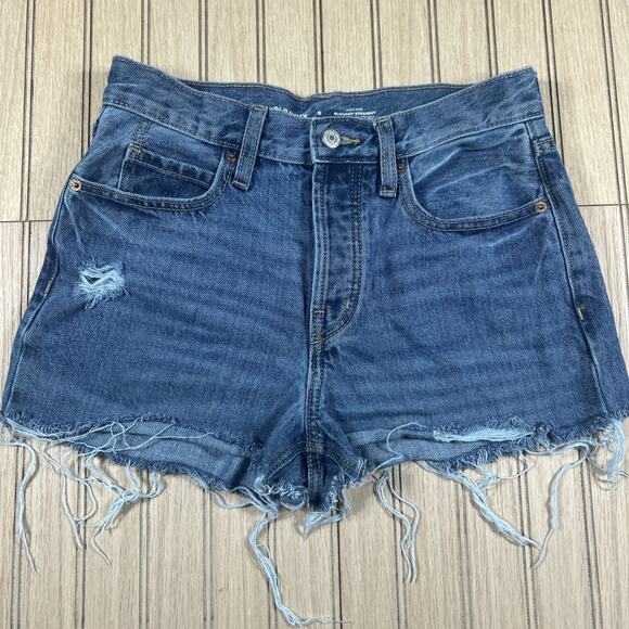 Old Navy High Waist Slouchy Straight Cut-Off Jean Shorts Blue Size 0 #16533 - Picture 1 of 6